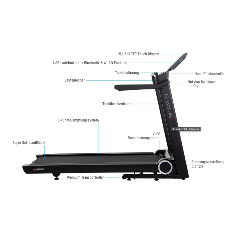 Hammer Q. VADIS 10.0 Laufband – Dein multimediales Laufband-Erlebnis – Bild 3
